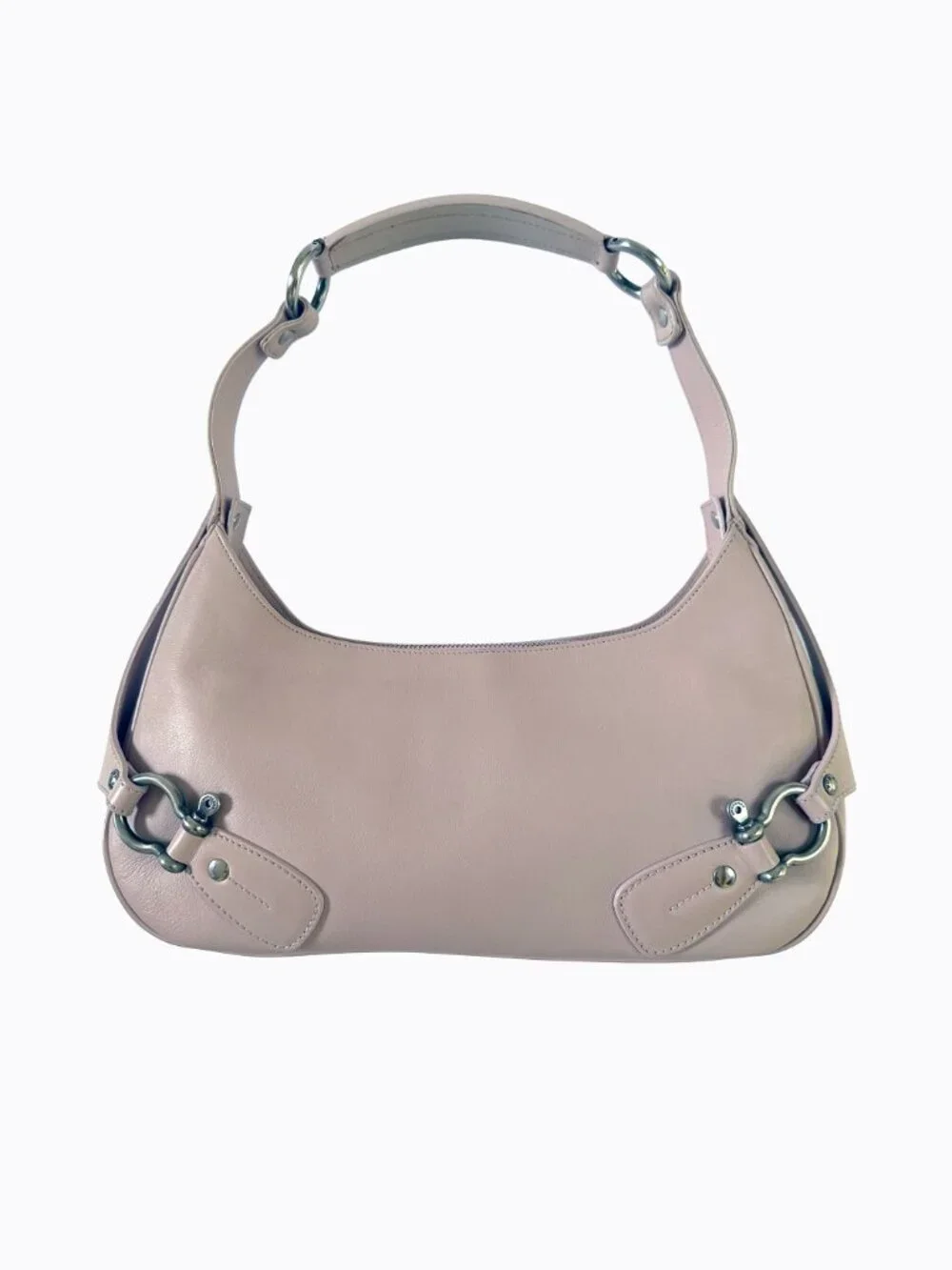 Vtg Burberry Pink Leather Baguette Shoulder Bag Y2K Italian Luxury Hobo Purse